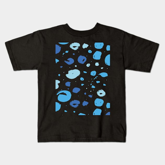 uneven pattern blue brush effect Kids T-Shirt by AlgamoArts